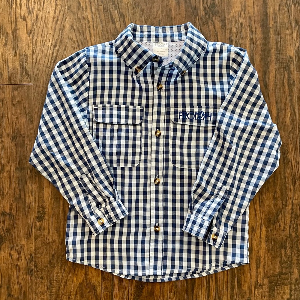 Boys Prodoh Button Down Fishing Shirt size 6